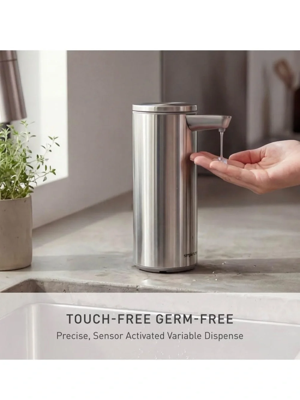 simplehuman Stainless Steel Motion Soap Dispenser - Silver